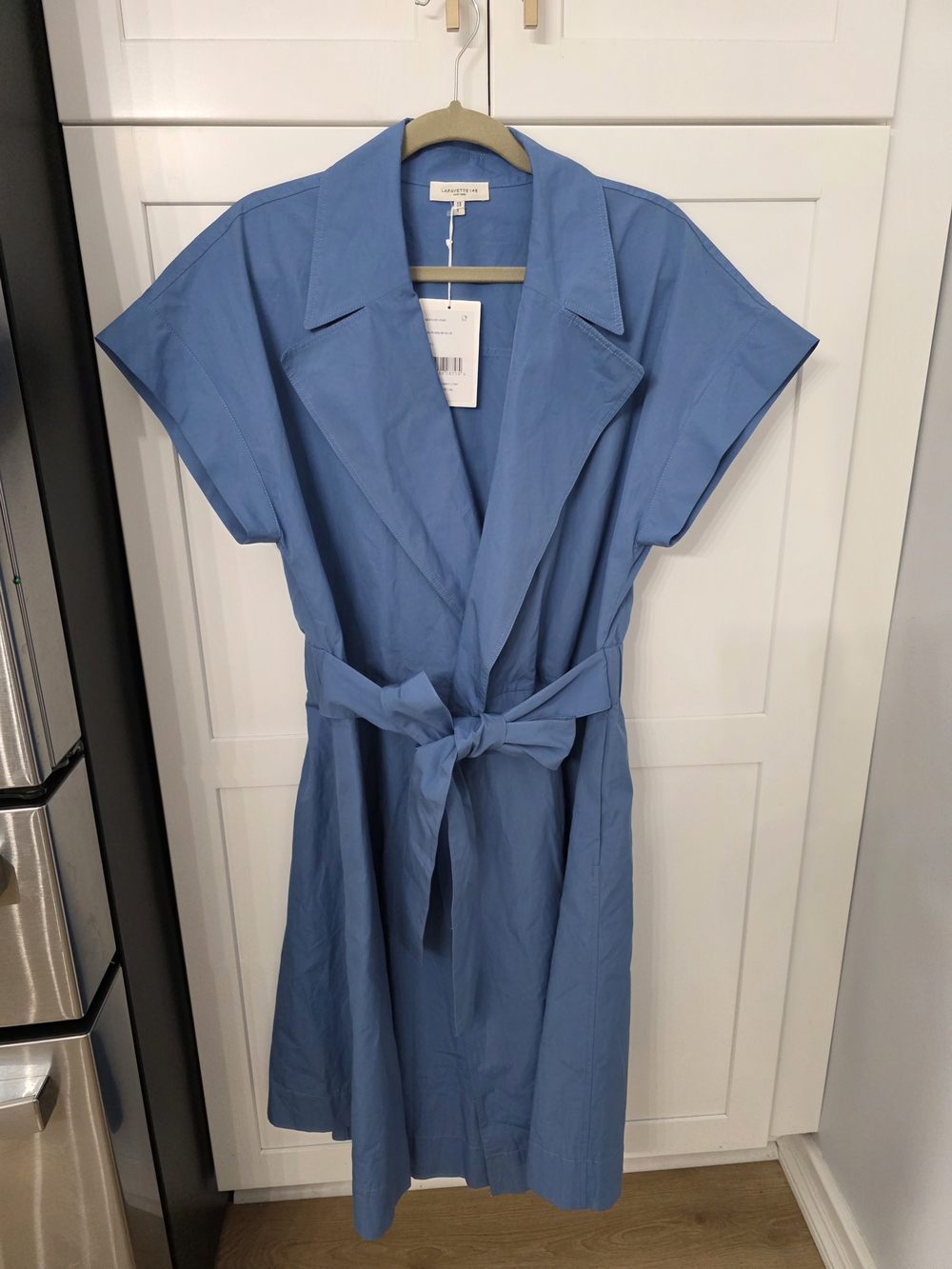 Lafayette 148 New York Sky-Blue Wrap Midi Dress with Tie Waist - Picture 2 of 7